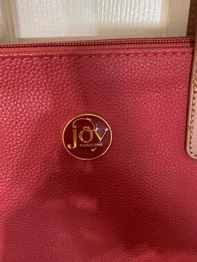Joy Mangano Deep Pink Pebbled Tote with Gold Logo